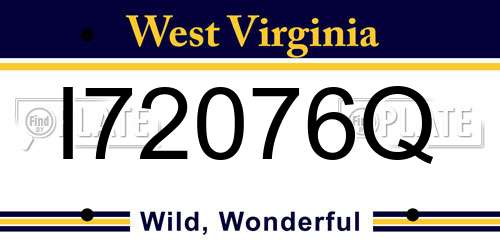 I72076Q West Virginia License Plate