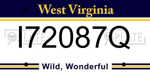 I72087Q West Virginia License Plate