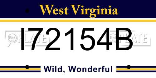 I72154B West Virginia License Plate