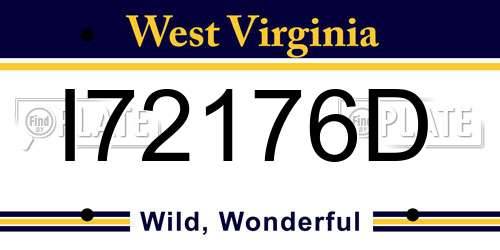 I72176D West Virginia License Plate