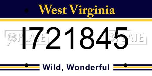 I721845 West Virginia License Plate