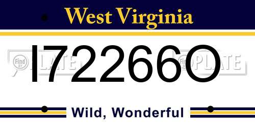 I72266O West Virginia License Plate