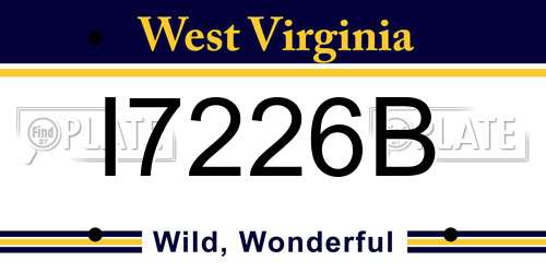I7226B West Virginia License Plate
