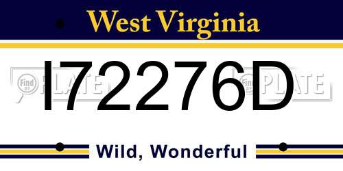 I72276D West Virginia License Plate
