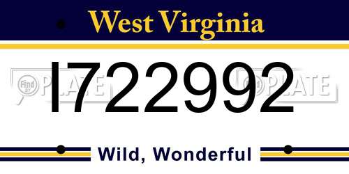 I722992 West Virginia License Plate