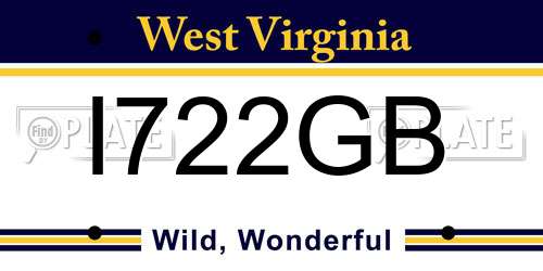 I722GB West Virginia License Plate