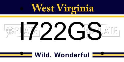 I722GS West Virginia License Plate