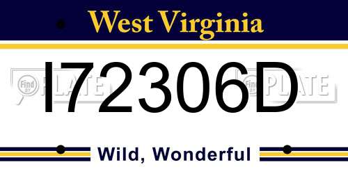 I72306D West Virginia License Plate