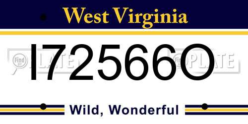 I72566O West Virginia License Plate