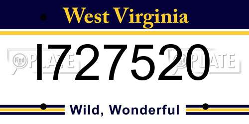 I727520 West Virginia License Plate