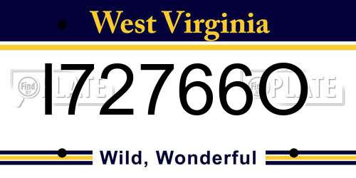 I72766O West Virginia License Plate