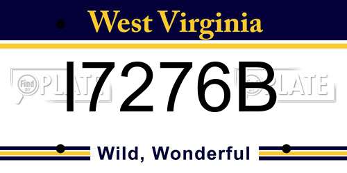 I7276B West Virginia License Plate