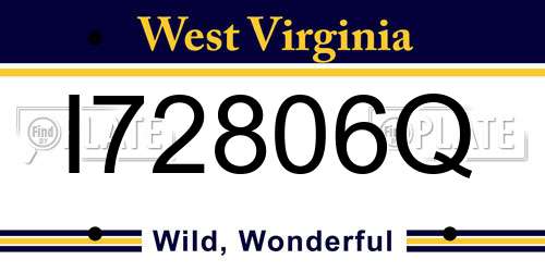 I72806Q West Virginia License Plate
