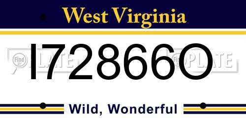 I72866O West Virginia License Plate