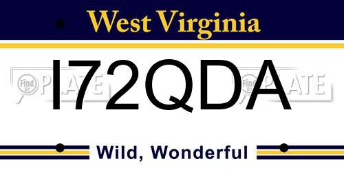 I72QDA West Virginia License Plate