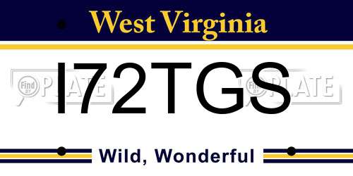I72TGS West Virginia License Plate