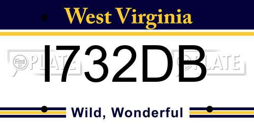 I732DB West Virginia License Plate