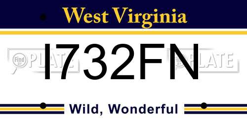 I732FN West Virginia License Plate