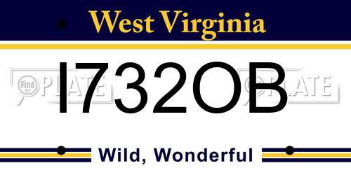 I732OB West Virginia License Plate
