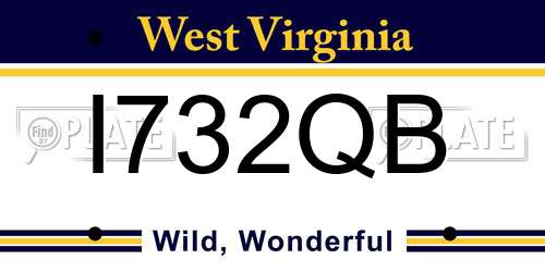 I732QB West Virginia License Plate