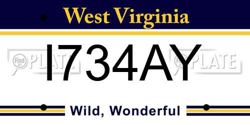I734AY West Virginia License Plate