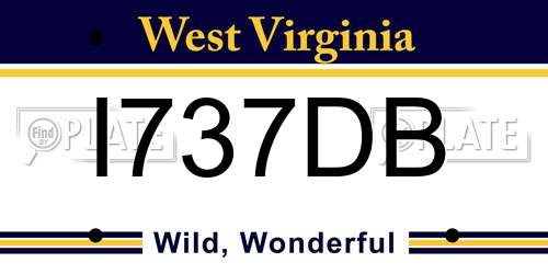 I737DB West Virginia License Plate