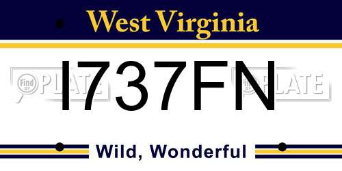 I737FN West Virginia License Plate