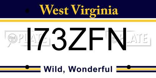 I73ZFN West Virginia License Plate