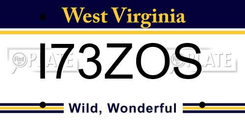 I73ZOS West Virginia License Plate