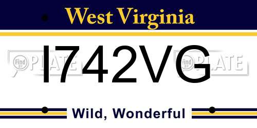 I742VG West Virginia License Plate