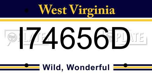 I74656D West Virginia License Plate