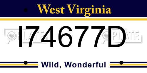 I74677D West Virginia License Plate