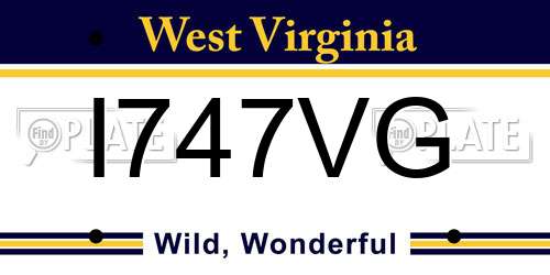 I747VG West Virginia License Plate