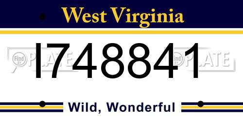 I748841 West Virginia License Plate