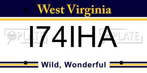 I74IHA West Virginia License Plate