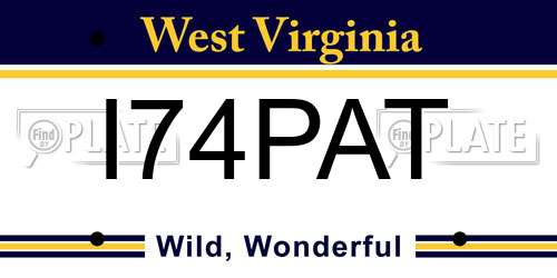 I74PAT West Virginia License Plate