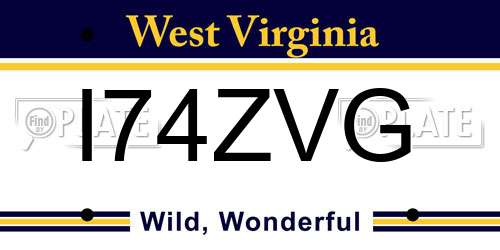 I74ZVG West Virginia License Plate
