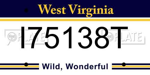 I75138T West Virginia License Plate