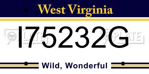 I75232G West Virginia License Plate