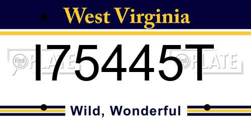 I75445T West Virginia License Plate