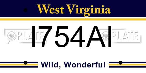 I754AI West Virginia License Plate