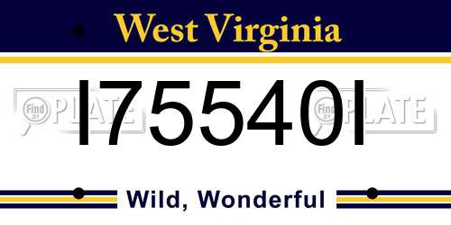 I75540I West Virginia License Plate