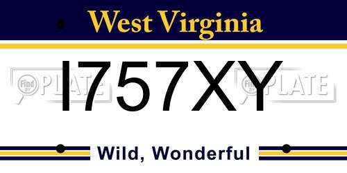 I757XY West Virginia License Plate