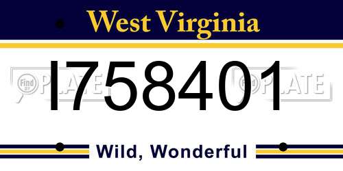 I758401 West Virginia License Plate