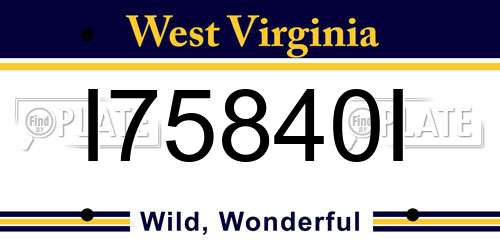 I75840I West Virginia License Plate