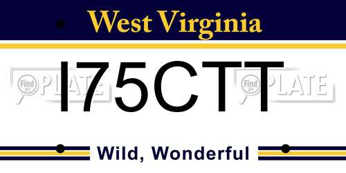 I75CTT West Virginia License Plate