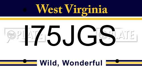 I75JGS West Virginia License Plate