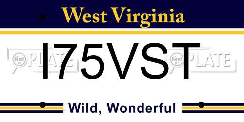 I75VST West Virginia License Plate