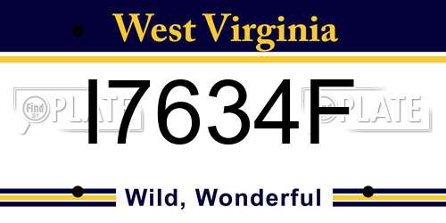I7634F West Virginia License Plate