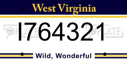 I764321 West Virginia License Plate